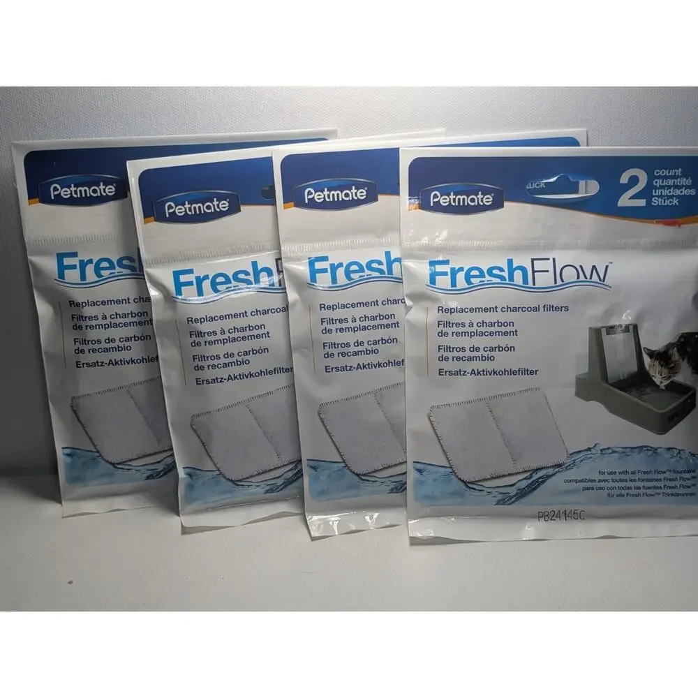 Lot of 4 Petmate Fresh Flow Replacement Charcoal Filters 2 Pack PB24145C